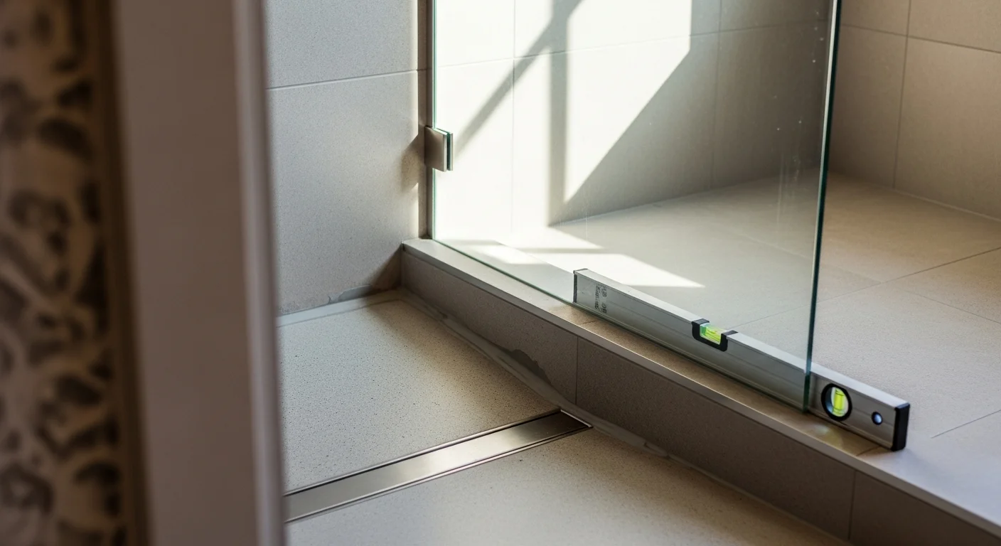 A custom walk-in shower with a curbless entry and full-height tile walls, installed in a large primary bathroom of a Fox Chapel estate home. The frameless glass enclosure and built-in bench reflect the scale and finish quality typical of Pittsburgh Home Renovations bathroom projects in Fox Chapel.